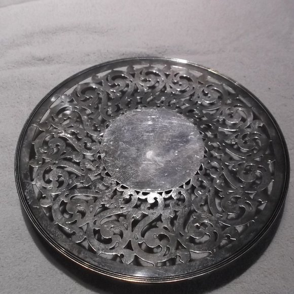 Silver Floral Plate Vintage - Picture 3 of 3